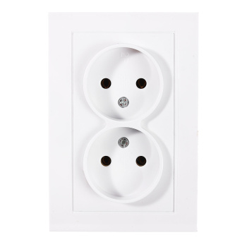 Розетка Бриллиант СП 2-мест. белая бз 16А IP20 UNIVersal 7947519