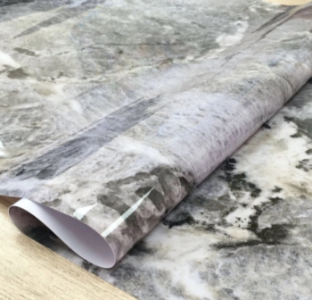 яяяКлеёнка без основы "термо" гладкая толщ.0,65мм, шир 0,8м "Мрамор т-сер."GW-52244"ТермоКлеёнка"*20