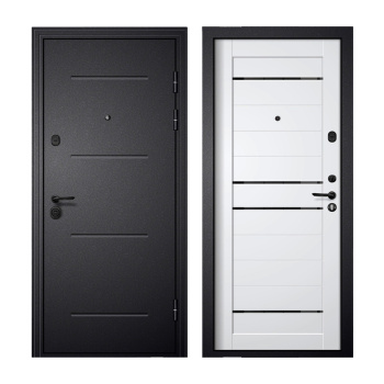 Дверь входная Двери Гуд М-3 GOODMAN, 860х2050х80 мм, со стеклом, правая, черный шелк/белый