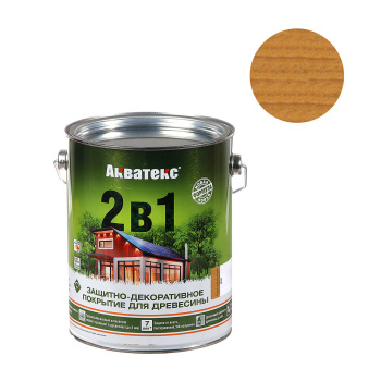 Защитно-декоративное покрытие 2.7 л для древесины АКВАТЕКС 2 в 1, алкидное, дуб